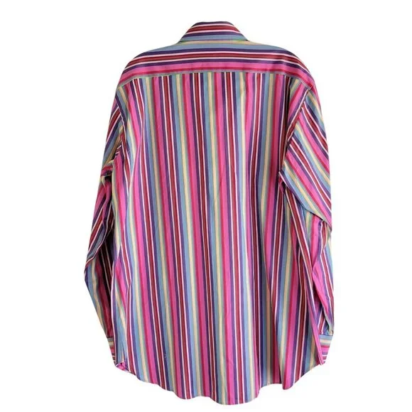 NWT ETRO Milano Rainbow Striped Button Up Men's Shirt Size 42 - Picture 3 of 11